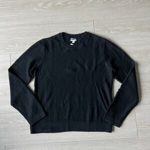 J Crew Factory Scalloped Crewneck Sweater Womens Medium Black CP348